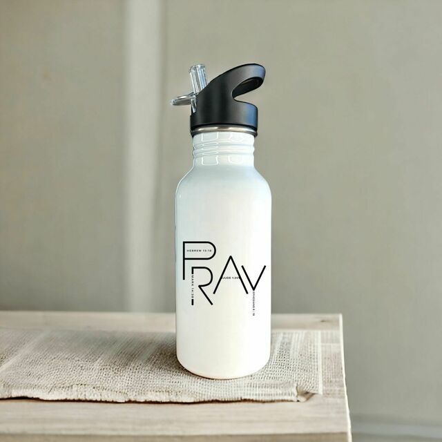 Image front Stainless steel water bottle with straw - Premium Plus PRAY