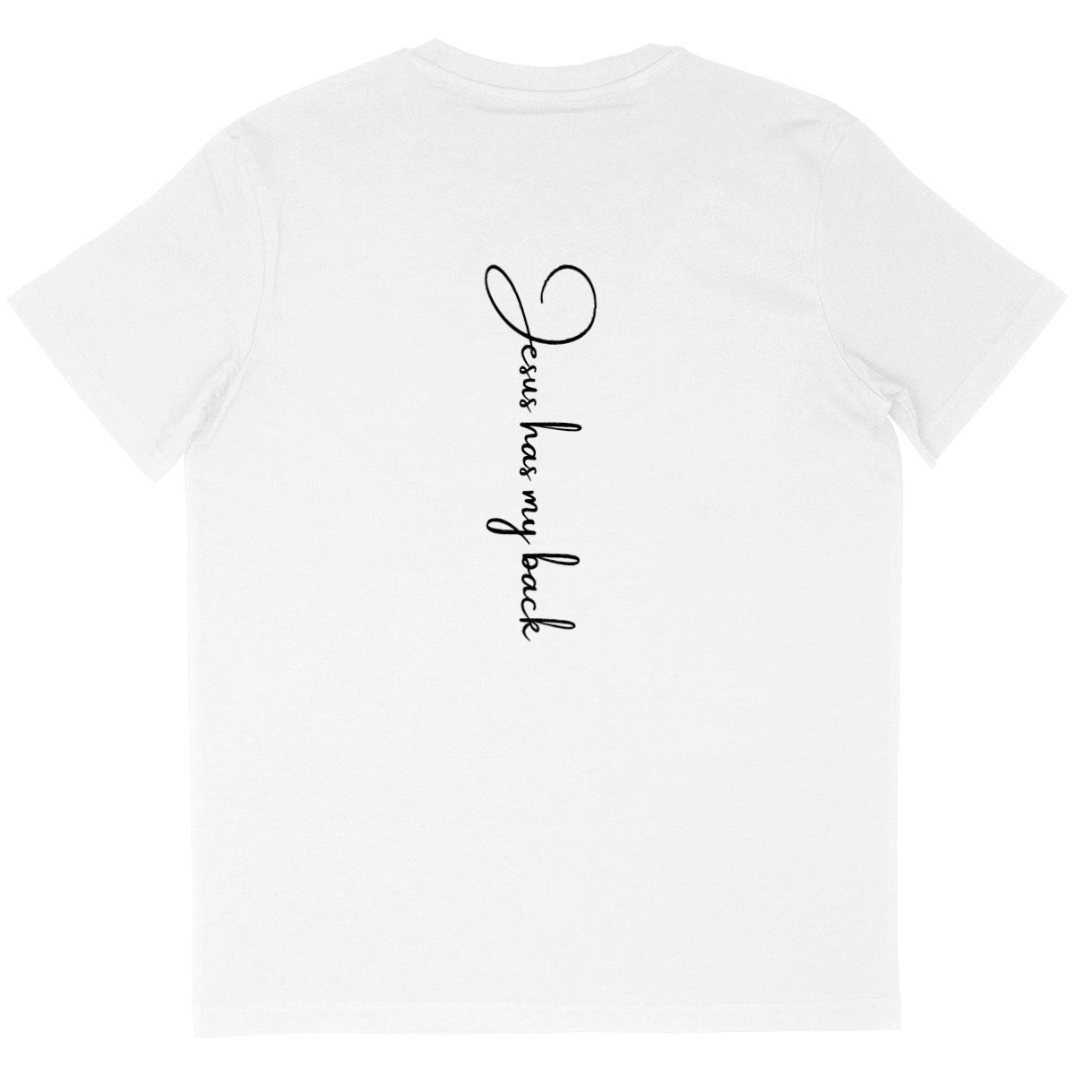 Image back Men's oversized t-shirt - Premium Plus Jesus has my back