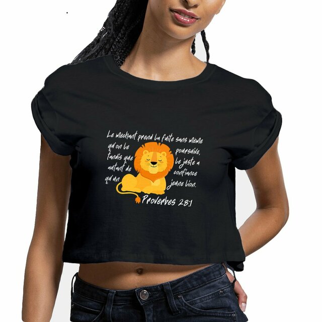 Image front Women's crop top Premium+ Proverbes 28:1
