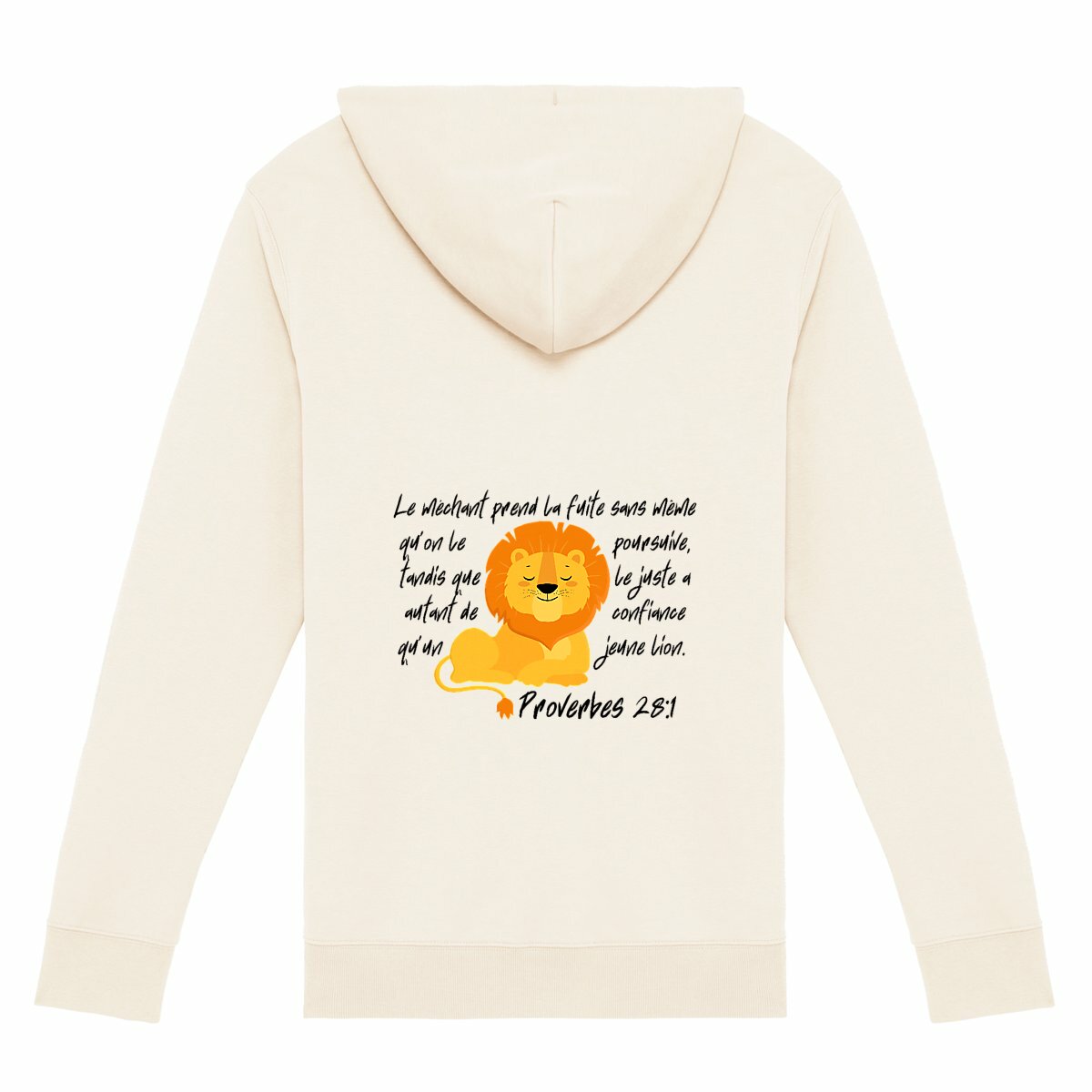 Image back Unisex Zip Hoodie Premium  Proverbes 28:1 Eternal Vibes