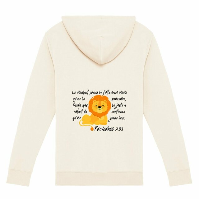 Image back Unisex Zip Hoodie Premium  Proverbes 28:1 Eternal Vibes