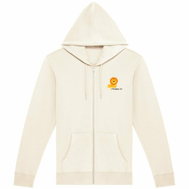 Image front Unisex Zip Hoodie Premium  Proverbes 28:1 Eternal Vibes