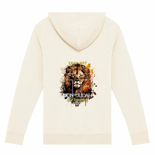 Image back Unisex Zip Hoodie Premium+ fear not lion of Judas