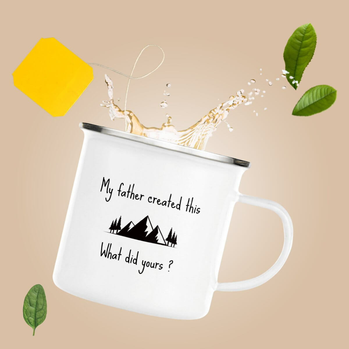 Image front Enamel mug Premium My father created this