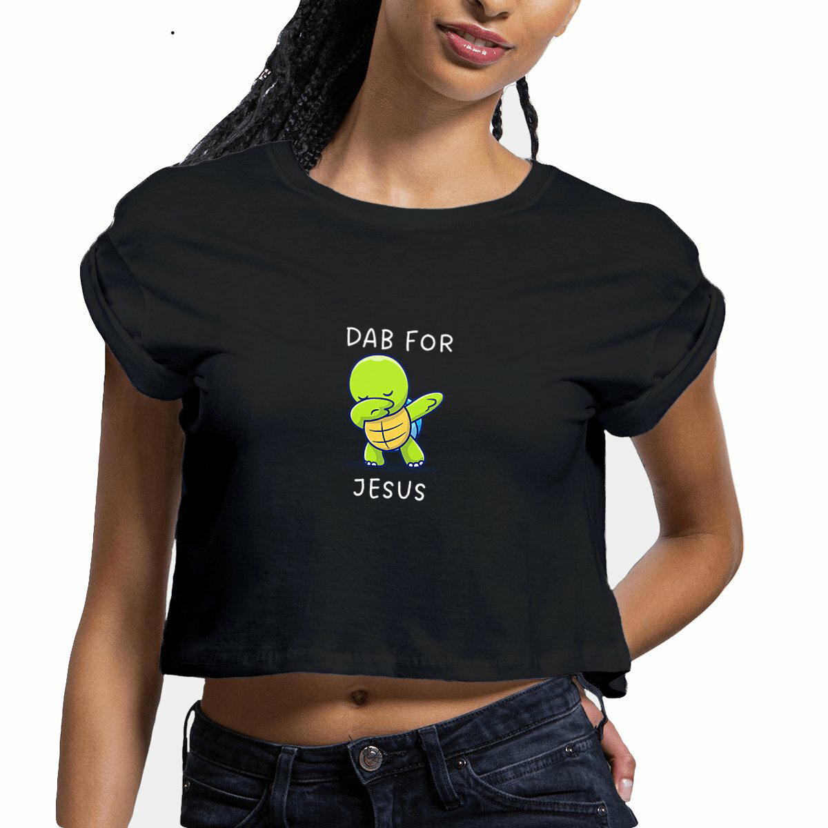 Image front Women's crop top premium+ Dab for Jesus