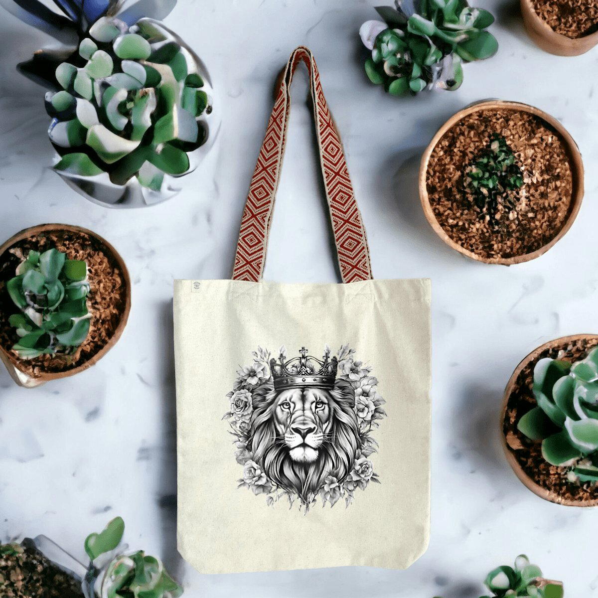 Image front Ethnic totebag "Strong Lion"