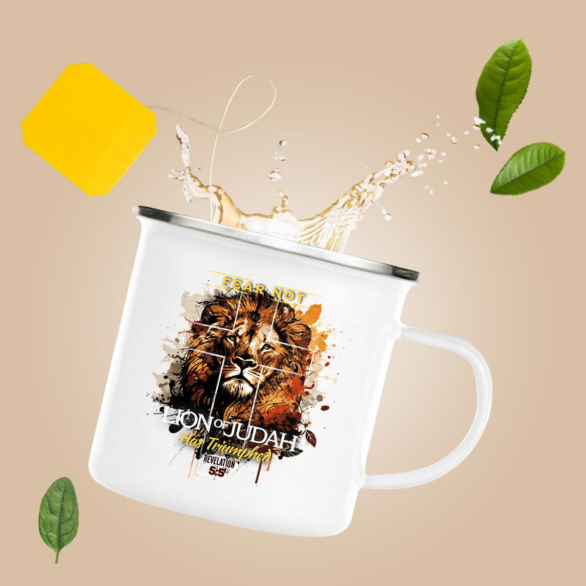 Image front Enamel mug Premium fear not lion of Judas