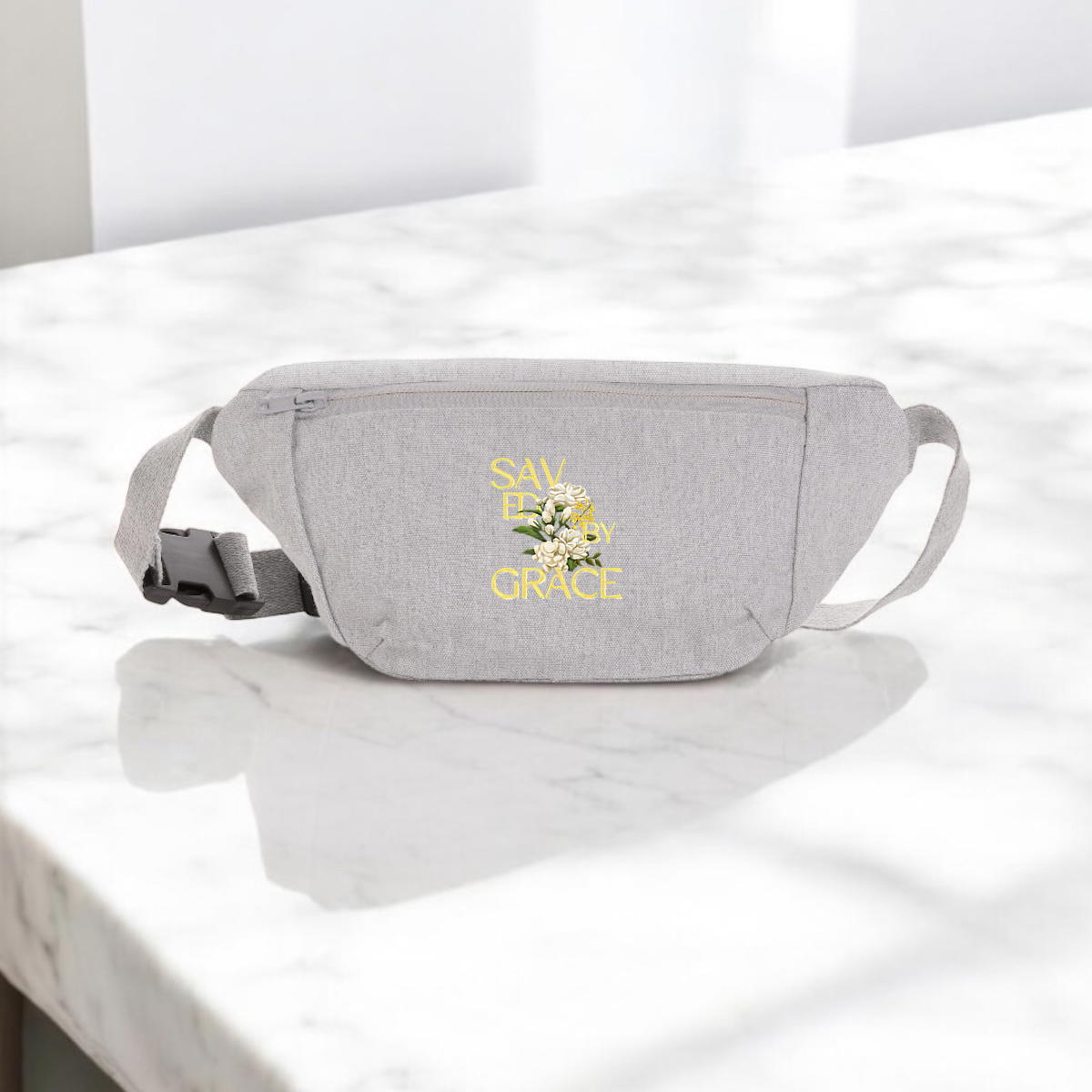 Image front canvas hip bag " Saved by grace"