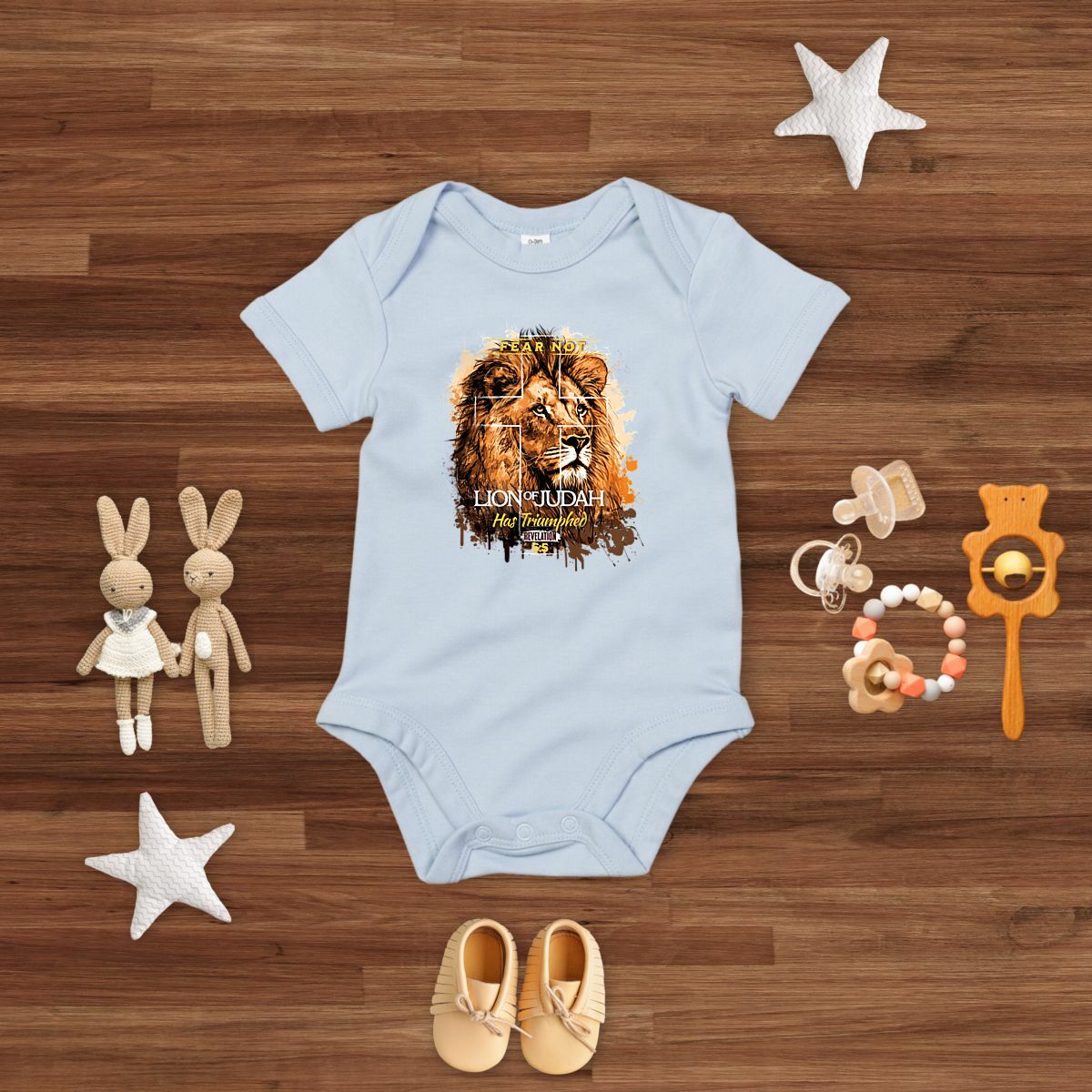 Image front Baby Bodysuit Premium+ fear not lion of Judas