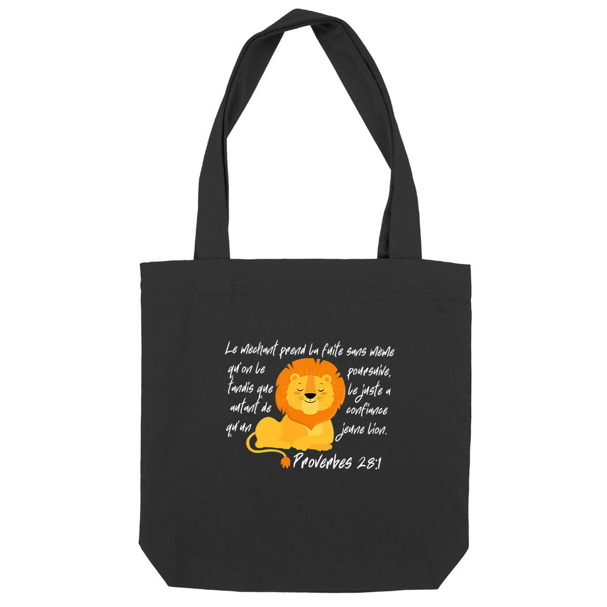 Image back Heavy totebag Premium Plus Proverbes 28:1 