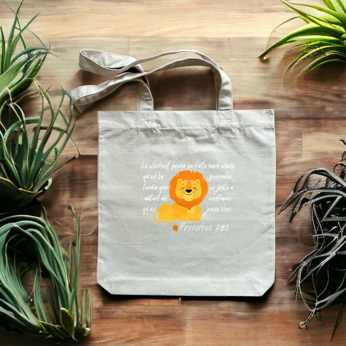 Image front Heavy totebag Premium Plus Proverbes 28:1 