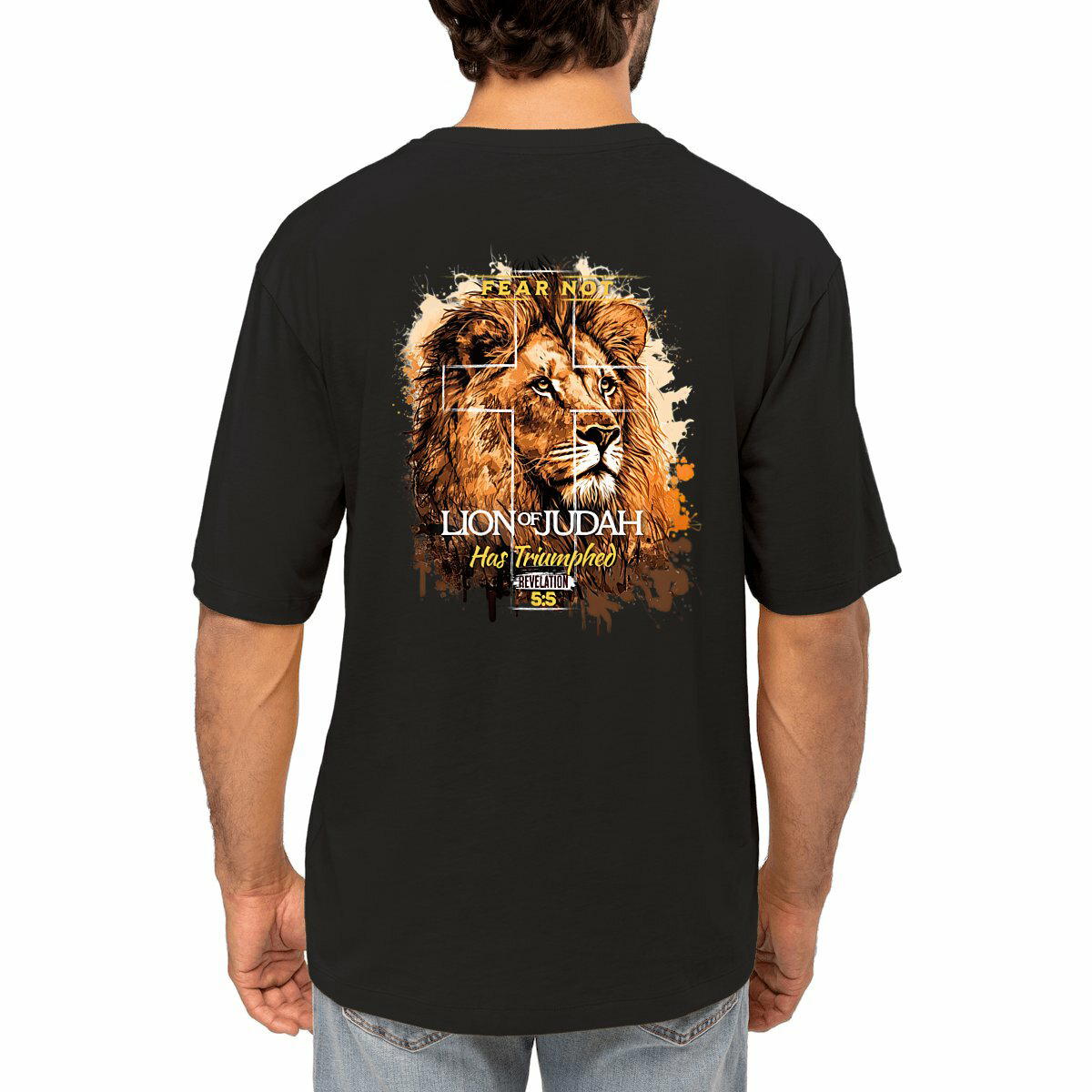 Image front Men's oversized t-shirt premium+ fear not lion of Judas