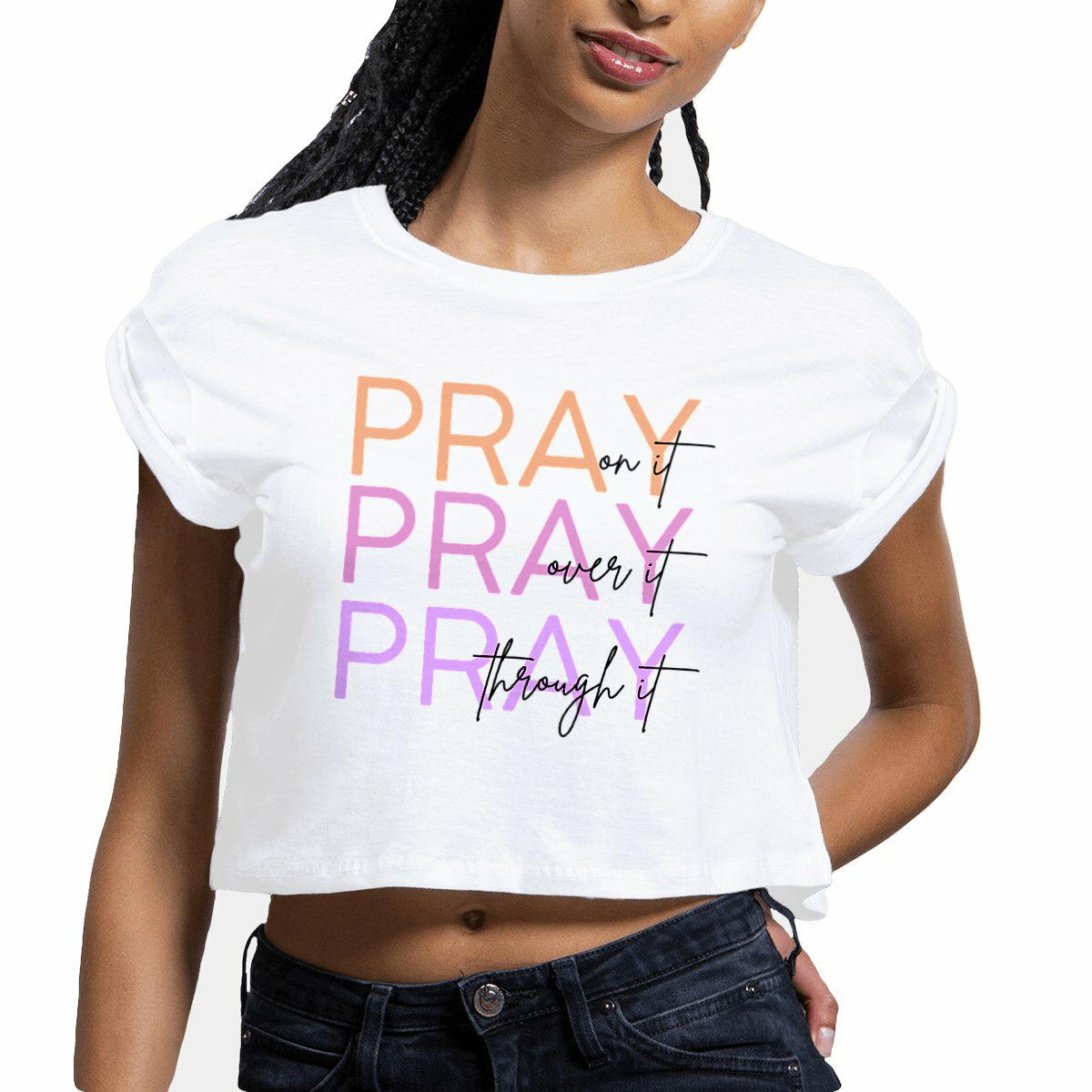 Image front Women's crop top - Premium Plus Pray 3x