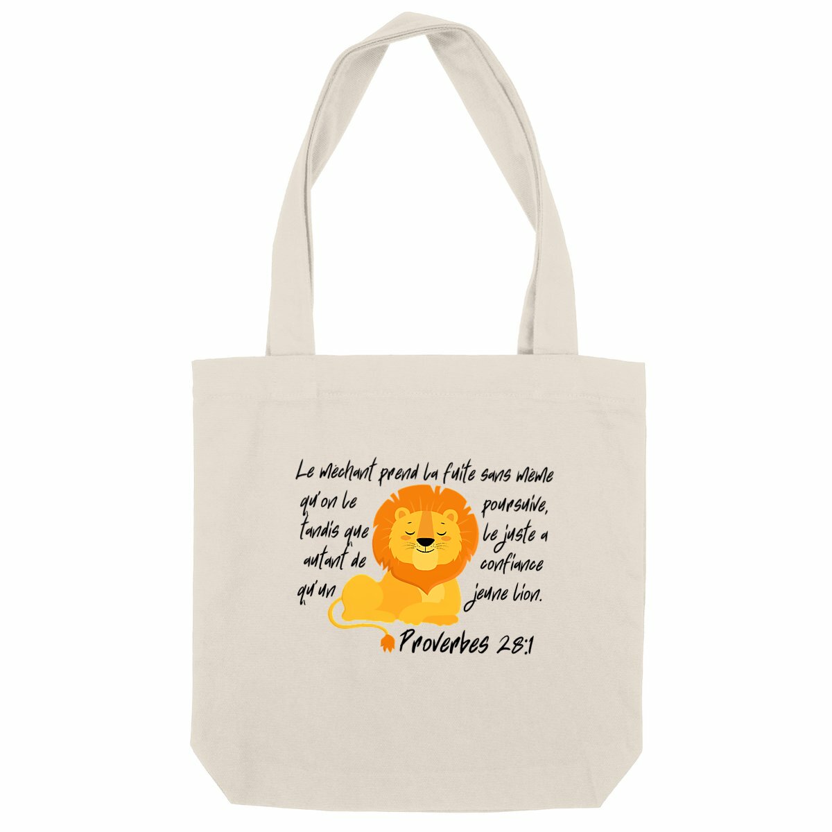 Image back Heavy totebag Premium Plus Proverbes 28:1 