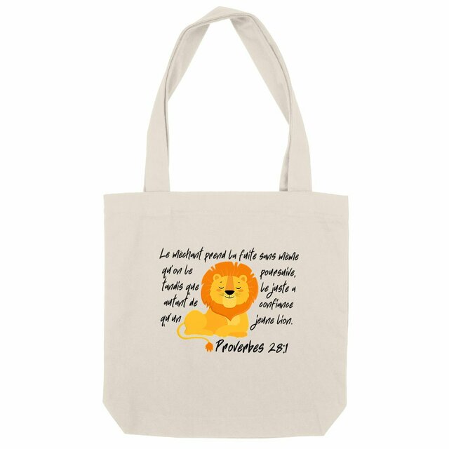 Image back Heavy totebag Premium Plus Proverbes 28:1 