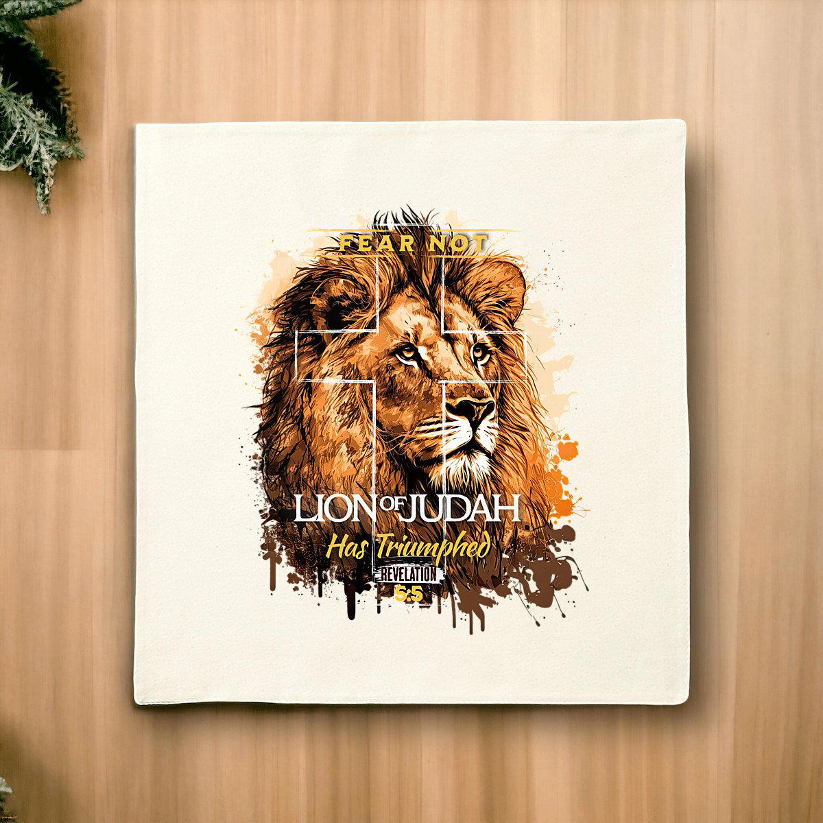 Image front Cushion Cover Premium+ fear not lion of Judas