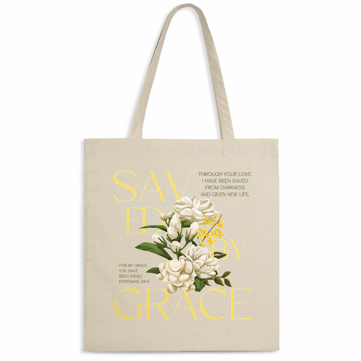 Image back light totebag "Saved by Grace"