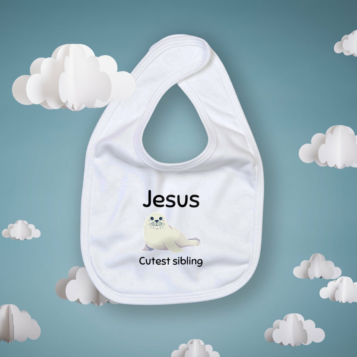 Image front Bib Premium+ Jesus's cutest sibling