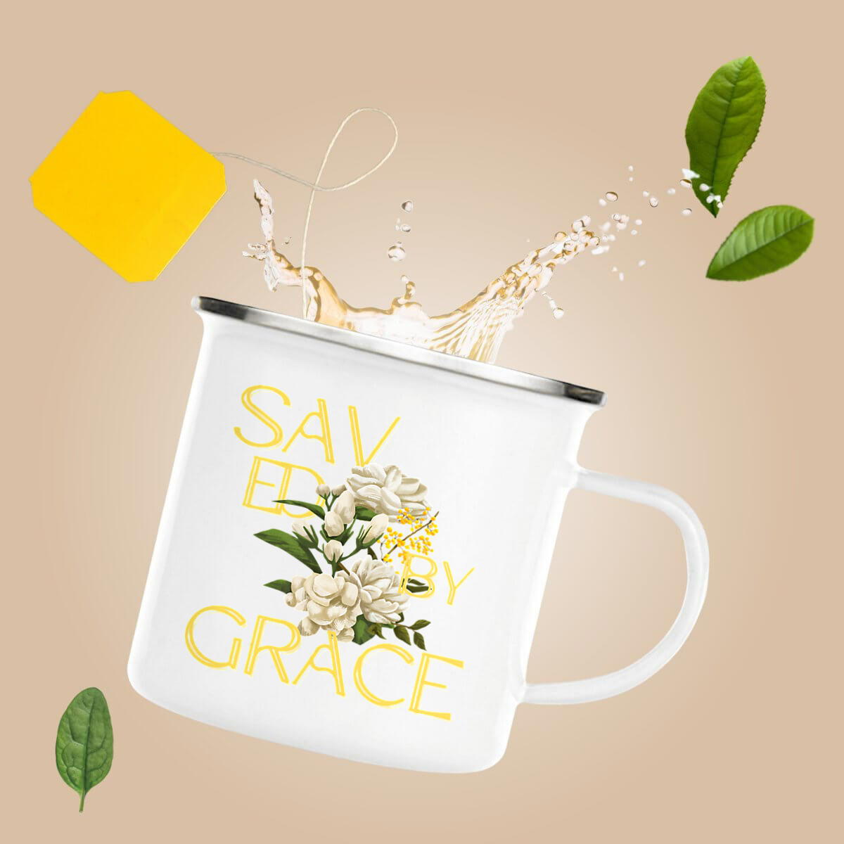 Image front Enamel mug "Saved by Grace"