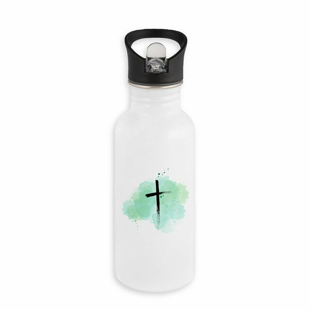 Image back Stainless steel water bottle with straw croce