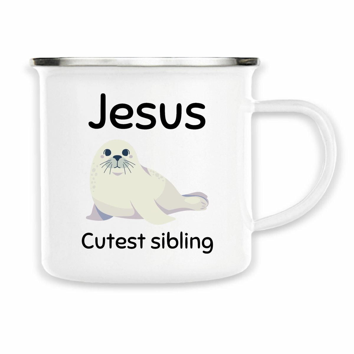 Image back Enamel mug Premium Jesus's cutest Sibling 