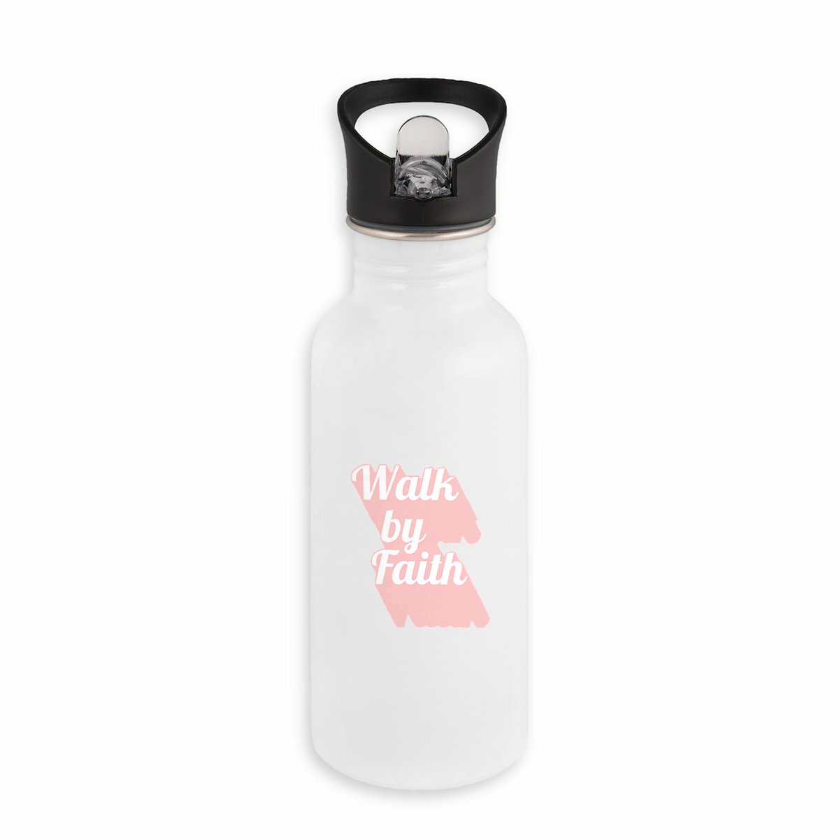 Image back Stainless steel water bottle with straw Premium+ Walk by Faith