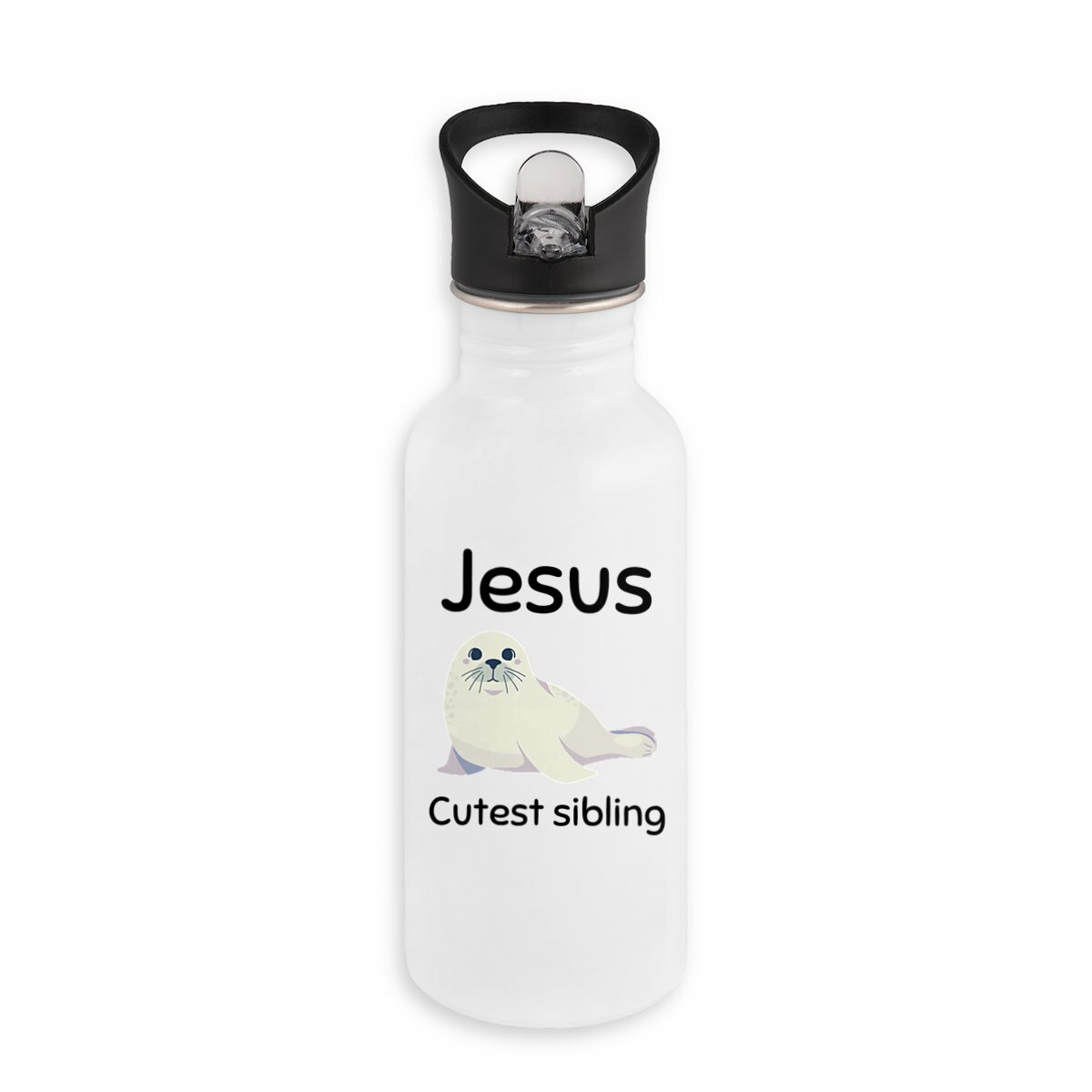 Image back Stainless steel water bottle with straw Premium+ Jesus's cutest Sibling 