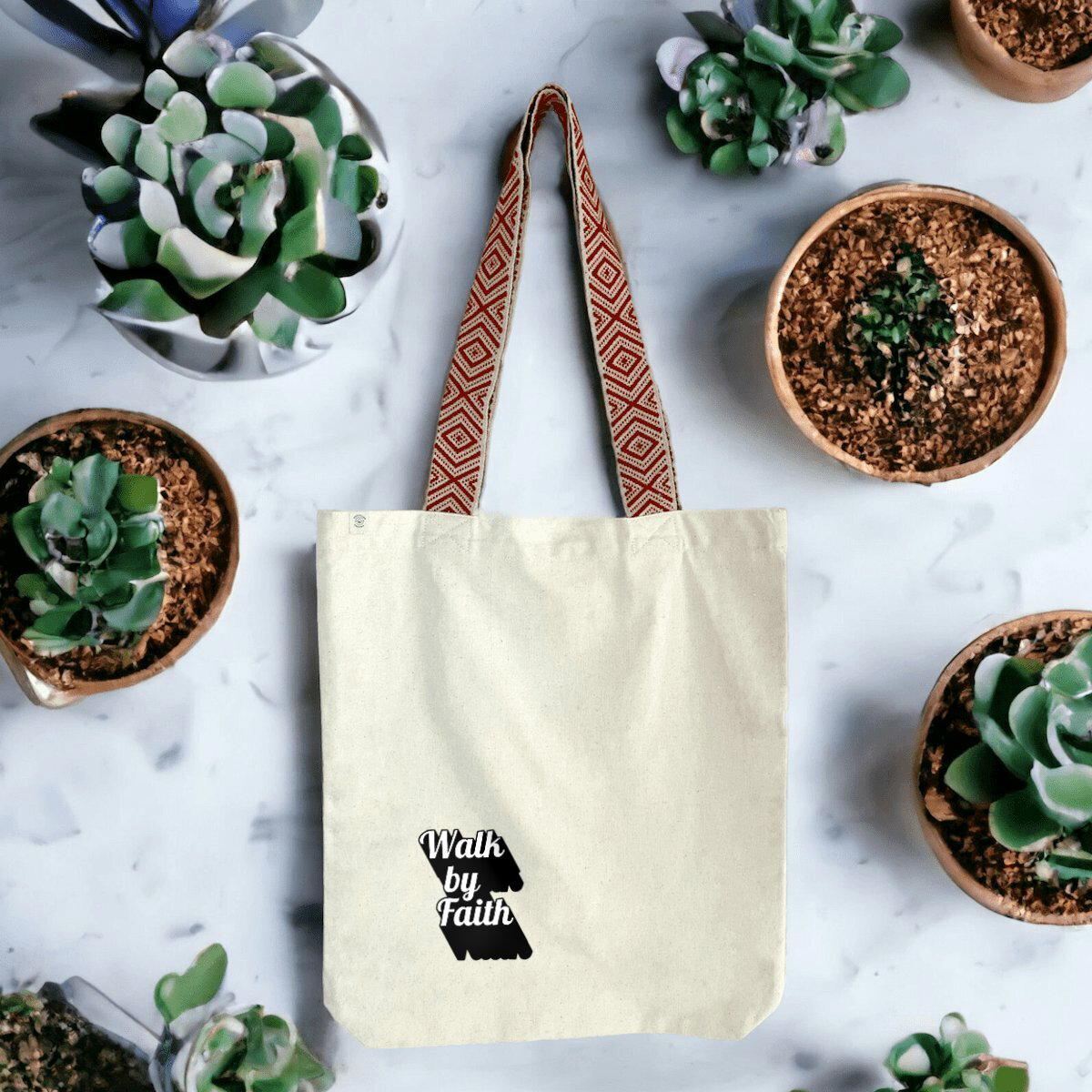 Image front Ethnic totebag Premium+ Walk by Faith