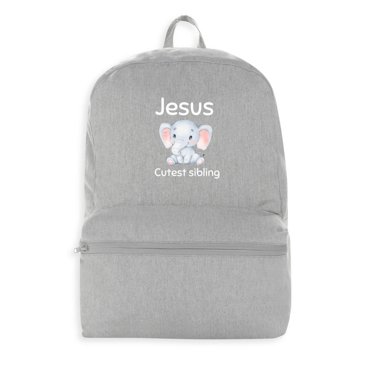 Image front 100% recycled backpack Premium+ Jesus's cutest Sibling 