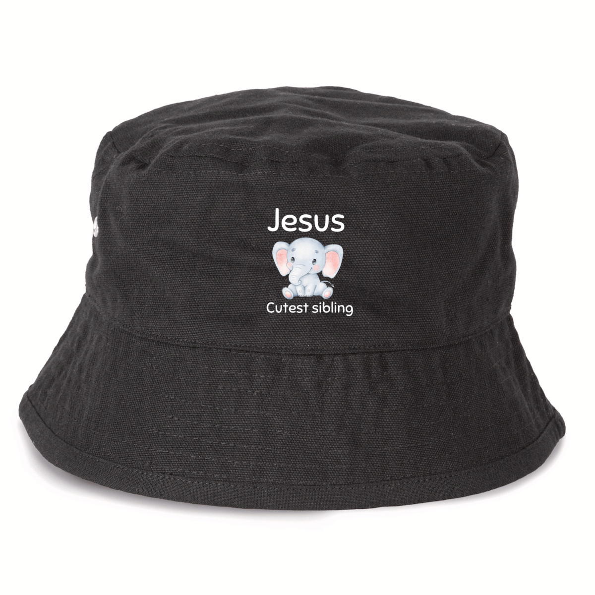 Image front 100% Recycled Bucket Hatk Premium+ Jesus's cutest Sibling 