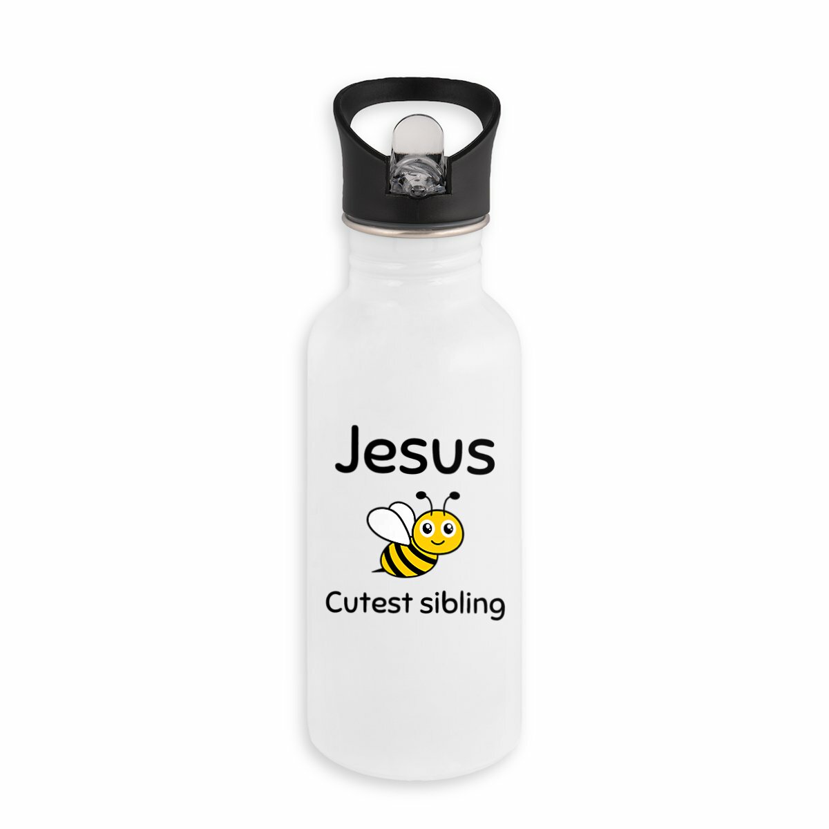 Image back Stainless steel water bottle with straw Premium+ Jesus's cutest Sibling 