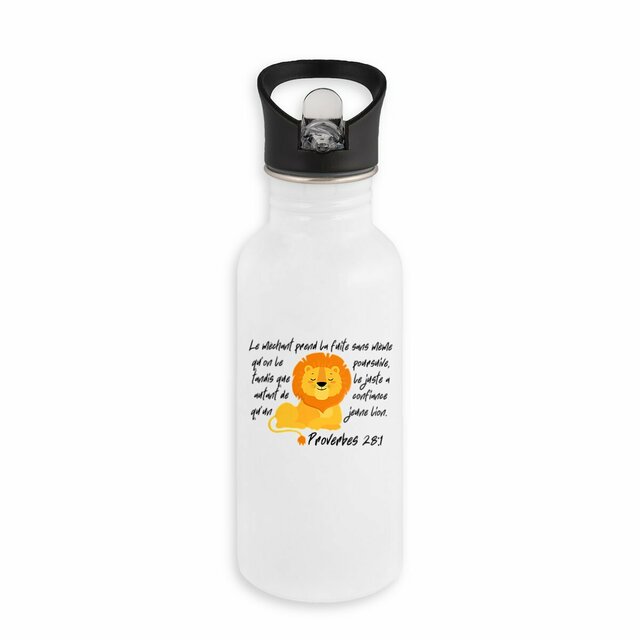 Image back Stainless steel water bottle with straw proverbes 28:1
