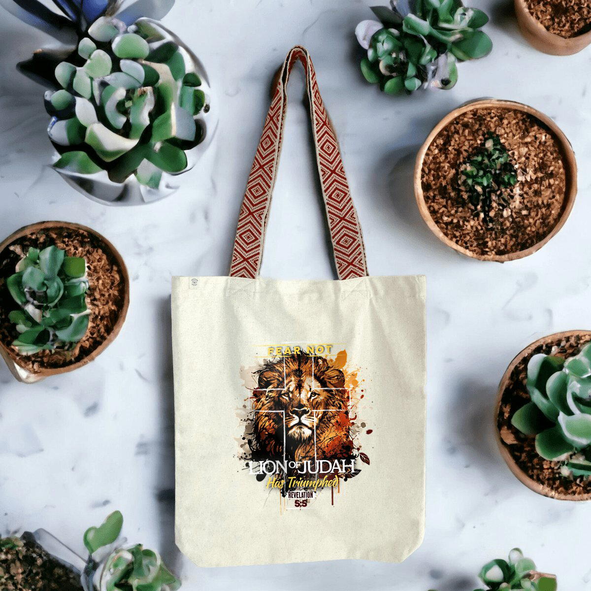 Image front Ethnic totebag Premium+ fear not lion of Judas