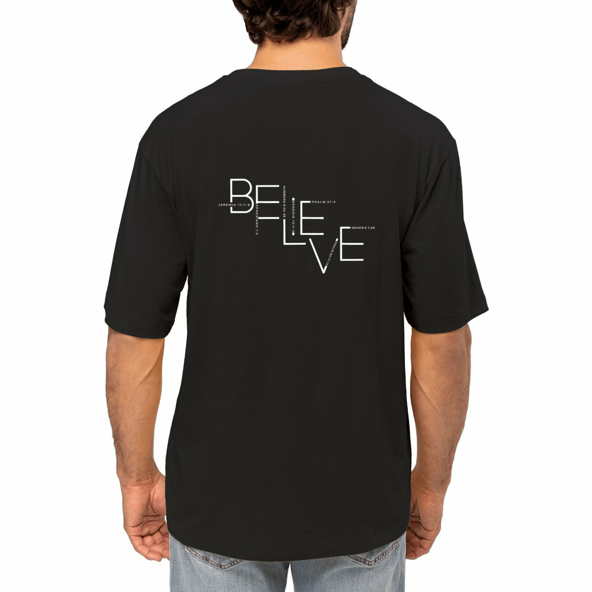 Image front Men's oversized t-shirt - Premium Plus BELIEVE