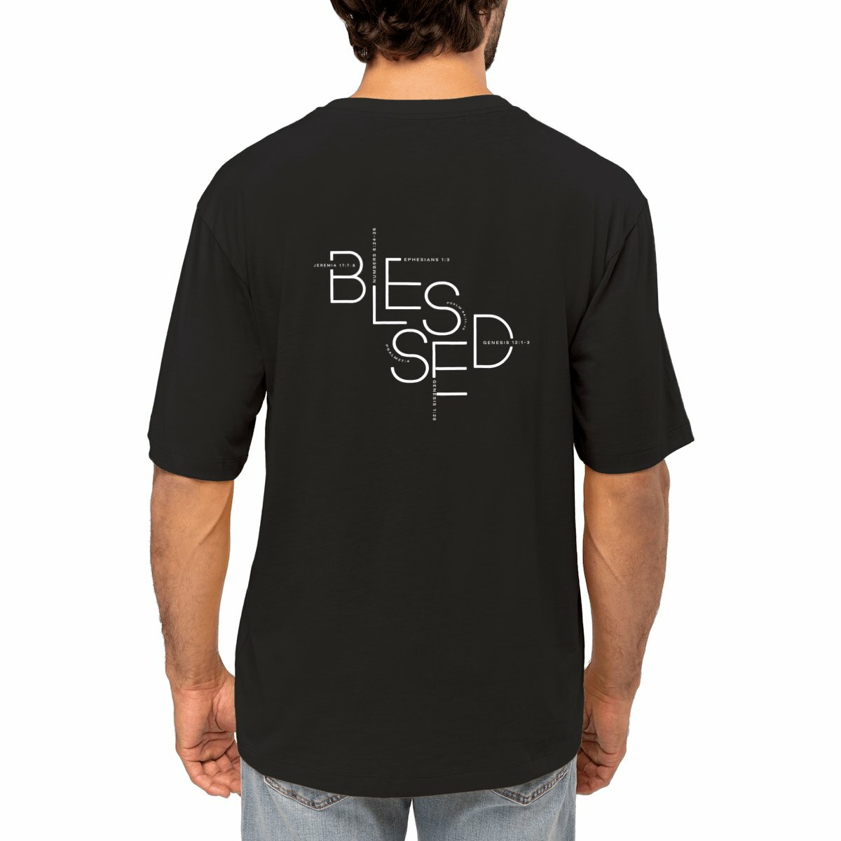 Image front Men's oversized t-shirt - Premium Plus BLESSED