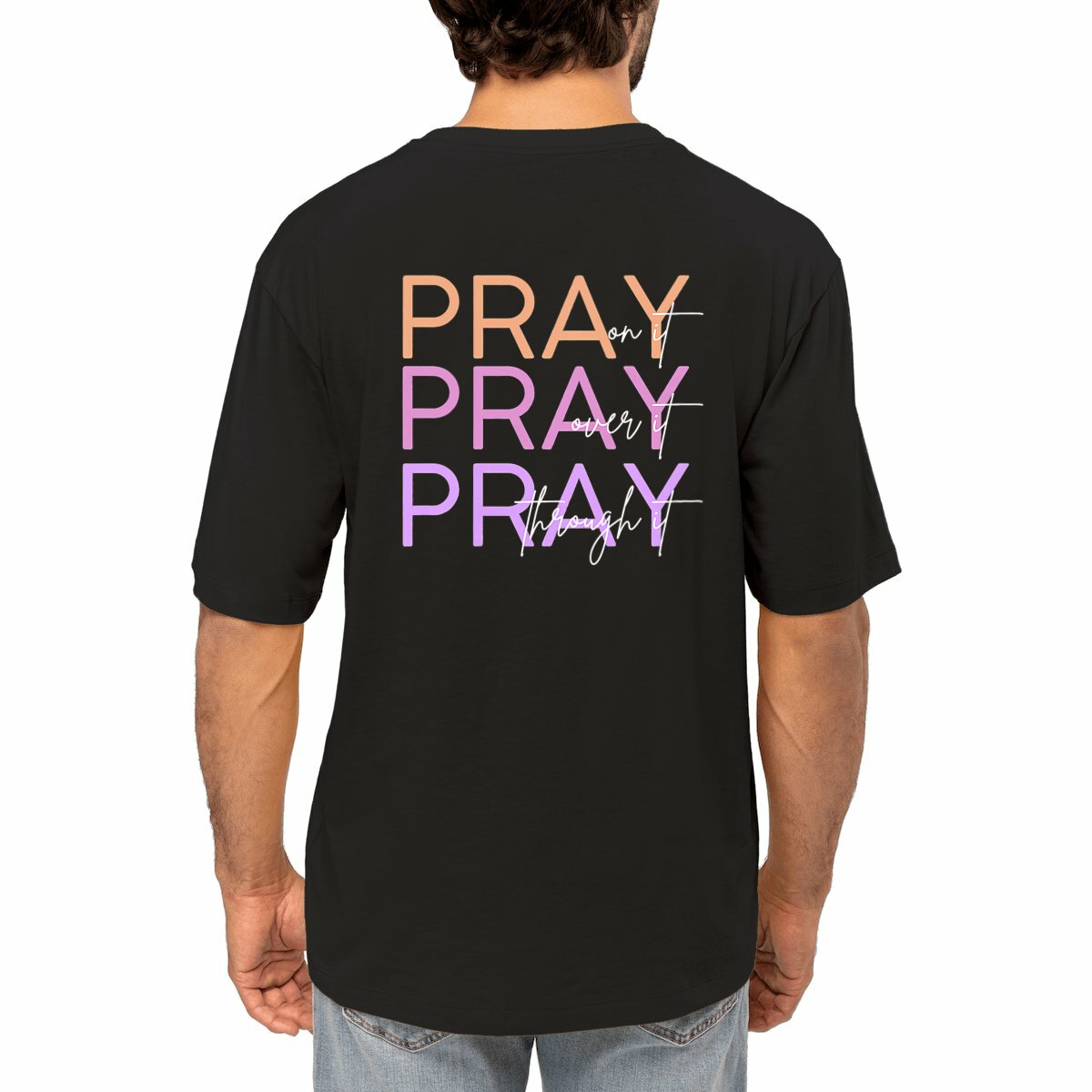 Image front Men's oversized t-shirt - Premium Plus Pray 3x