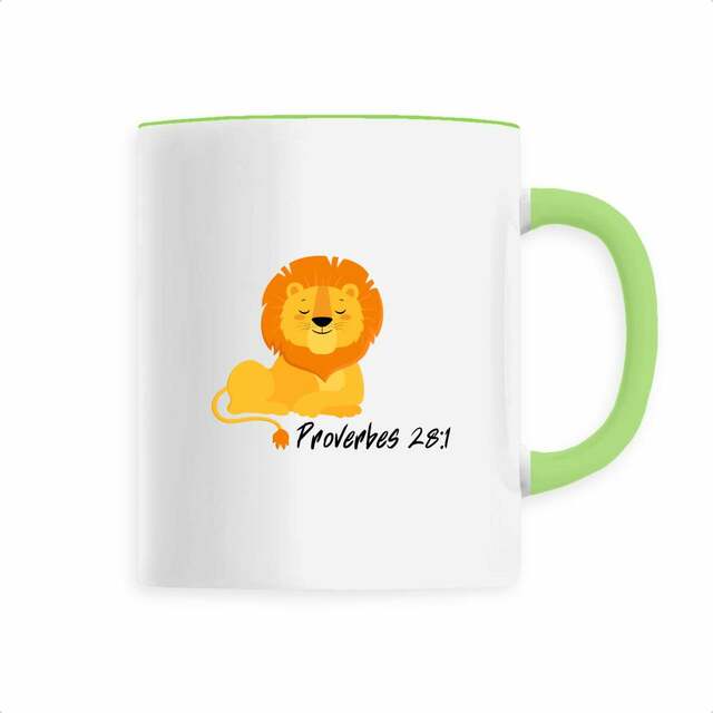 Image back Ceramic mug proverbes 28:1 
