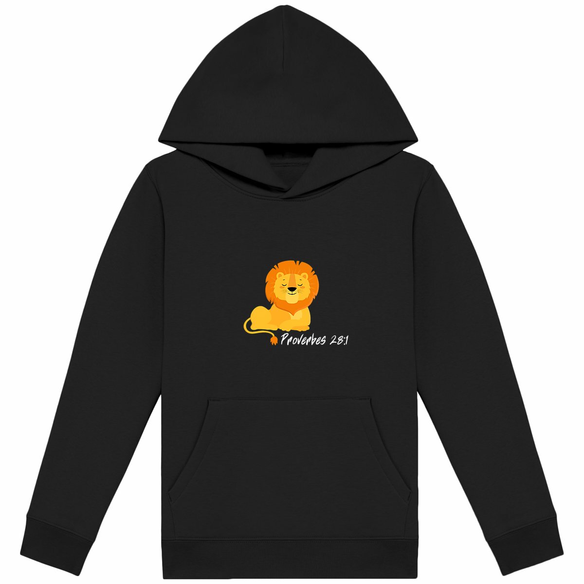 Image back Kids hoodie Premium+ Proverbes 28:1 