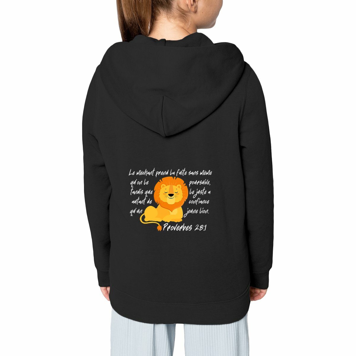 Image front Kids hoodie Premium+ Proverbes 28:1 
