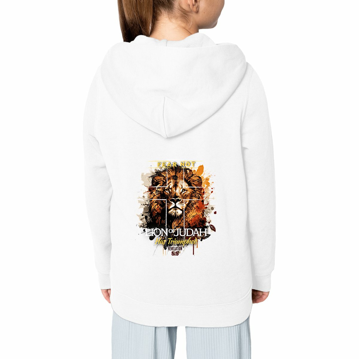 Image front Kids hoodie Premium fear not, lion of Judas