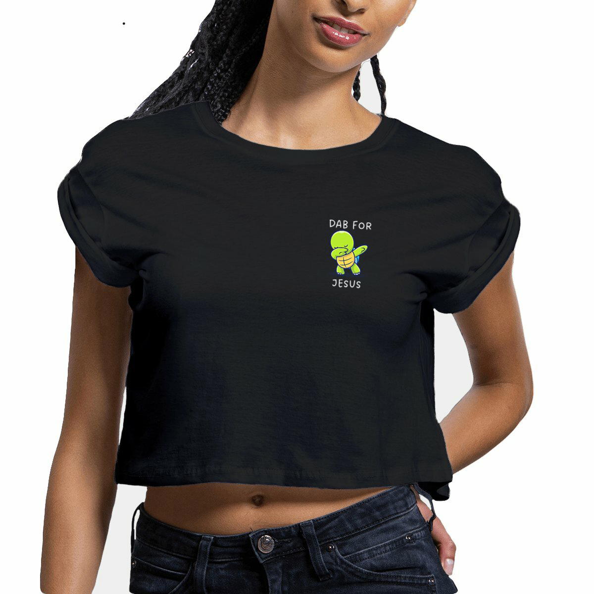 Image front Women's crop top premium+ Dab for Jesus