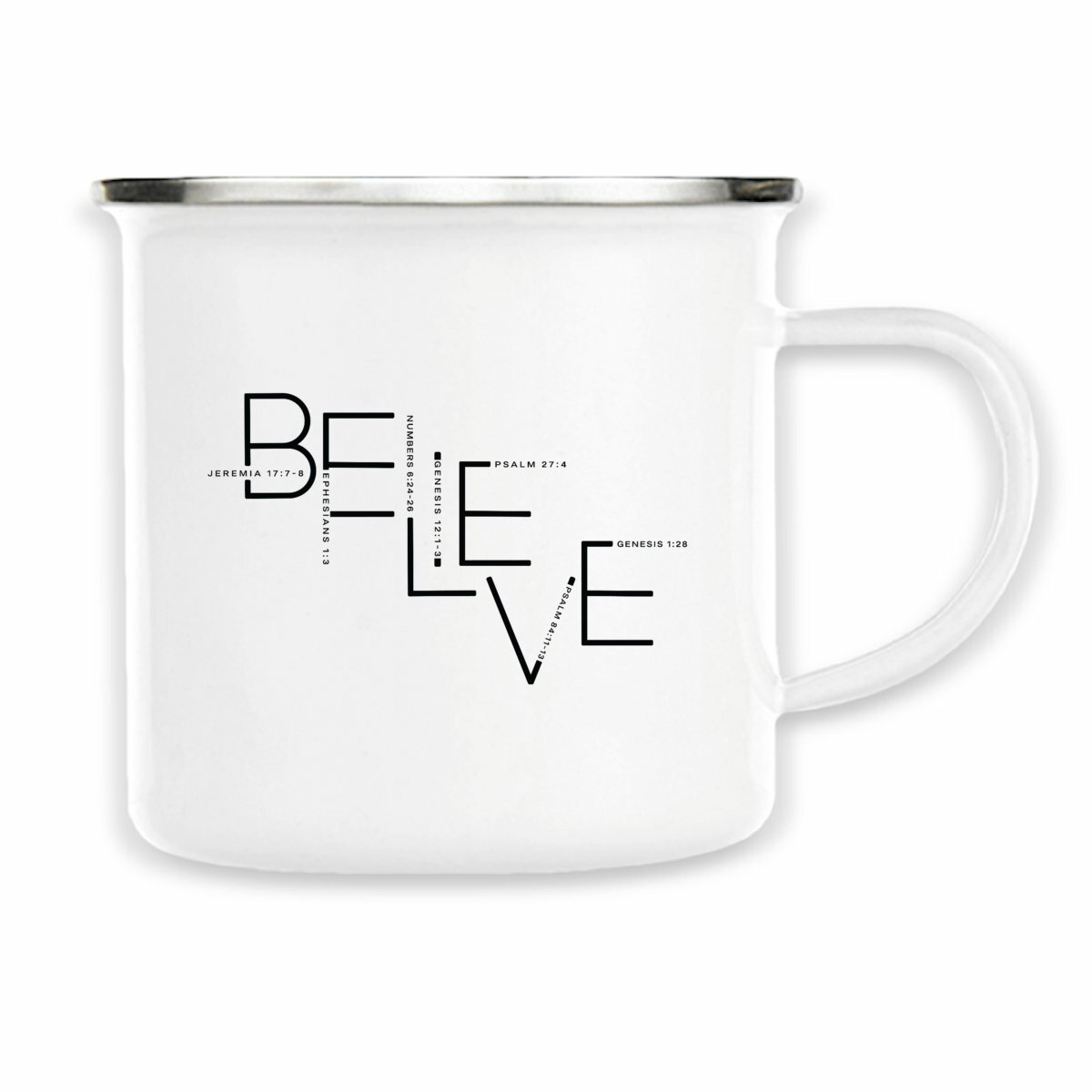 Image back Enamel mug - Premium BELIEVE