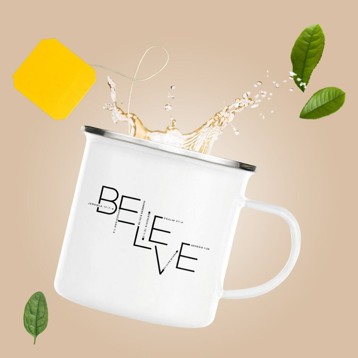 Image front Enamel mug - Premium BELIEVE
