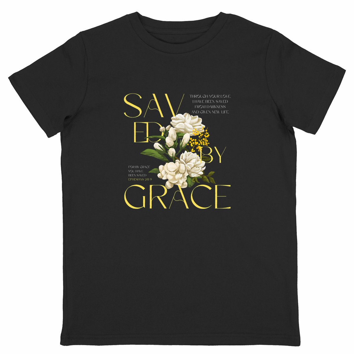 Image back kids T-shirt "Saved by grace"