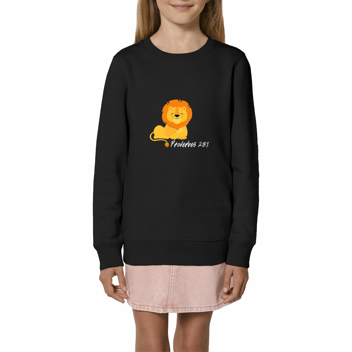 Image front Kids sweat-shirt Premium+ Proverbes 28:1 white texte Eternal Vibes