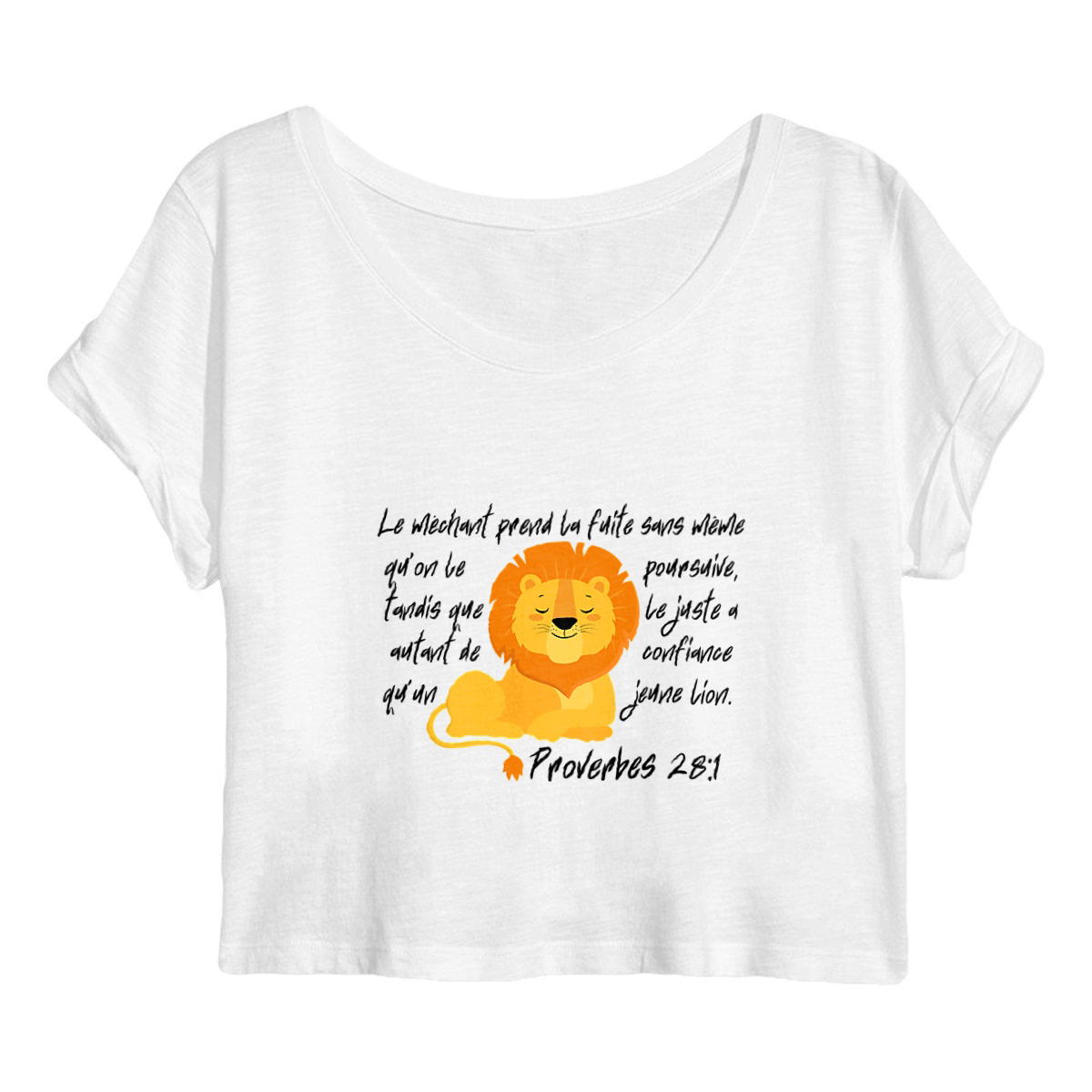 Image back Women's crop top Premium+ Proverbes 28:1 