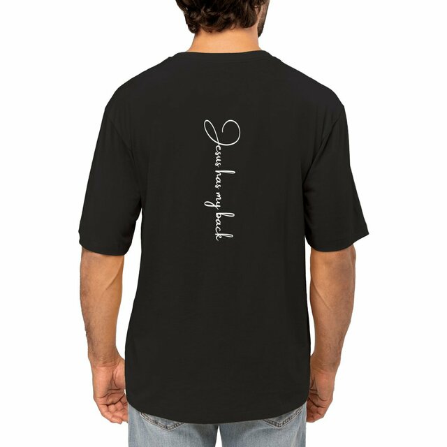Image front Men's oversized t-shirt - Premium Plus Jesus has my back