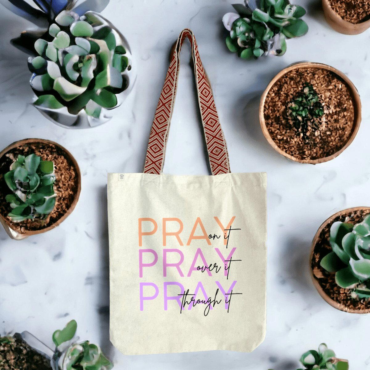 Image front Ethnic totebag - Premium Plus Pray 3x