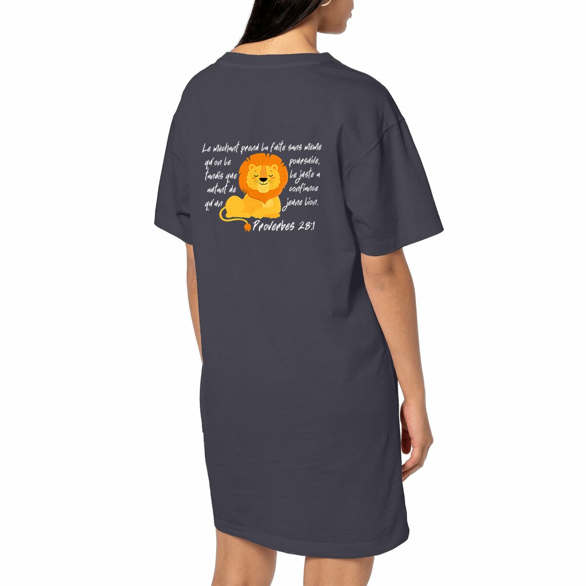Image front Women's t-shirt dress Premium+ Proverbes 28:1 