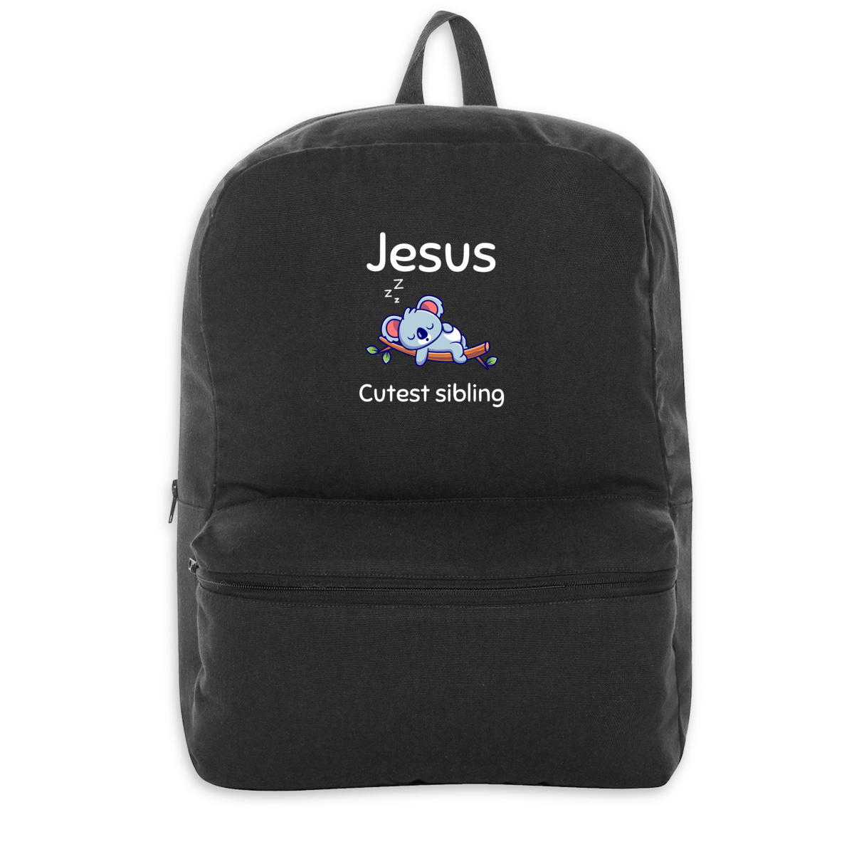 Image back 100% recycled backpack Premium+ Jesus's cutest Sibling 